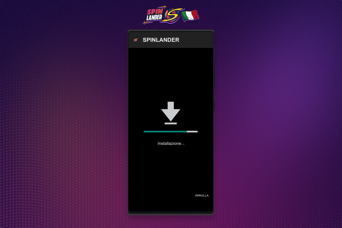 Attendi il completamento dell'installazione dell'app Spinlander