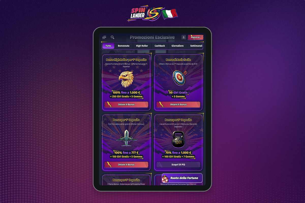 Bonus e promozioni nell'app Spinlander Casino