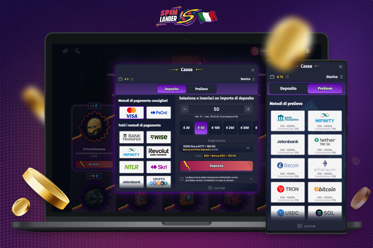 Pagamenti sul casinò online Spinlander Italia