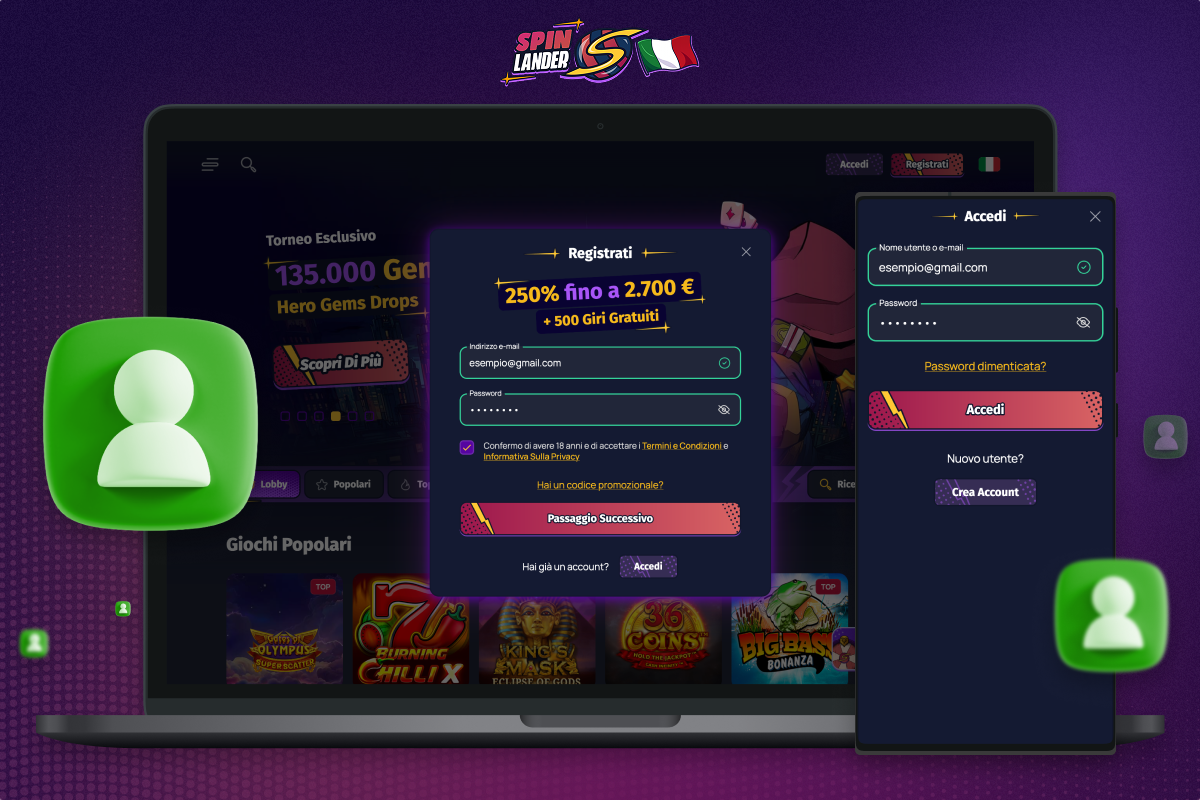 Registrazione su Spinlander Casino in Italia