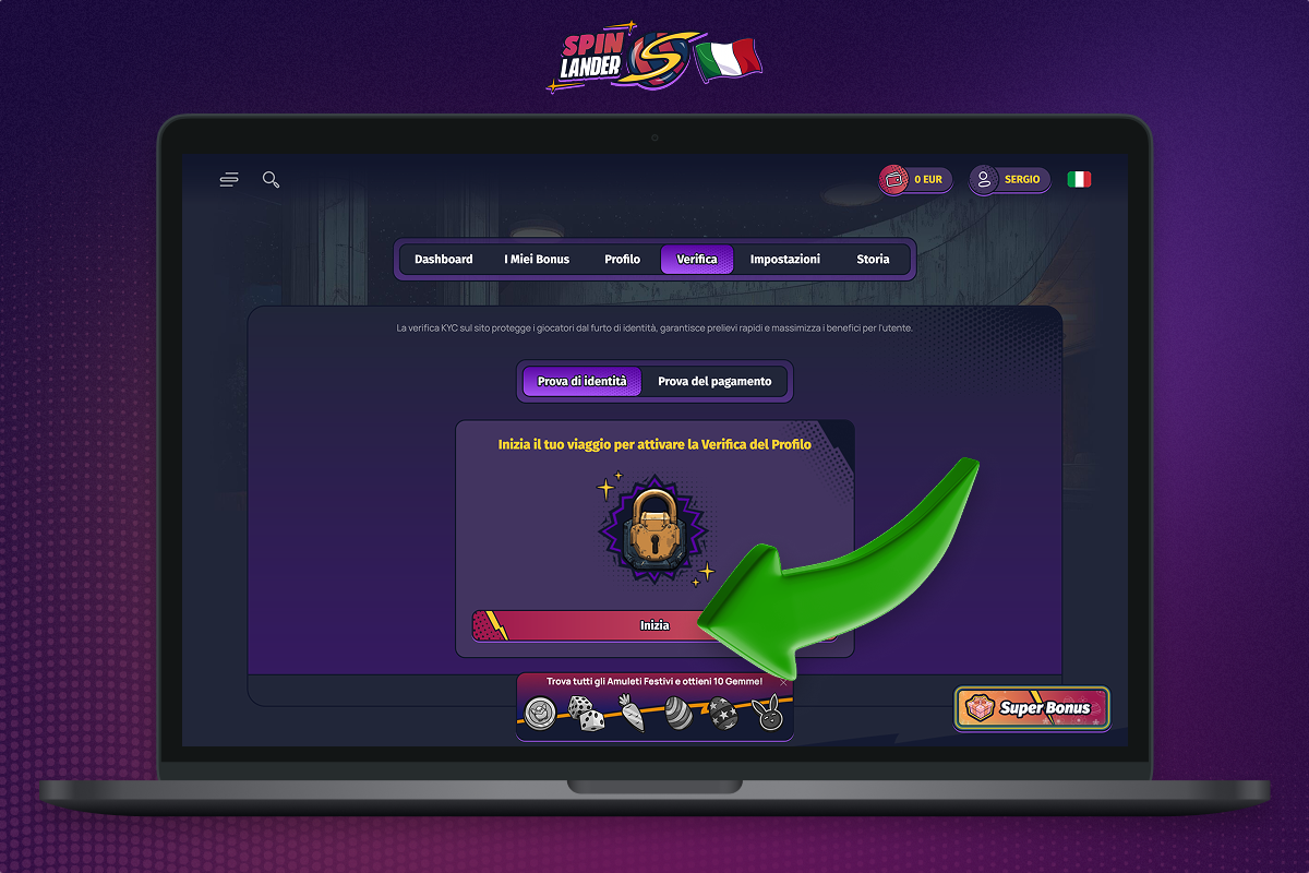 Verifica dell'account su Spinlander Casino